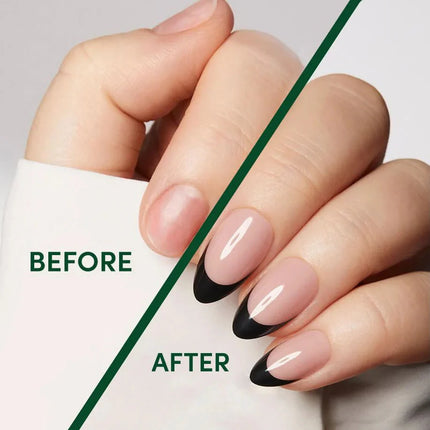 Nail Pop Studio - Black French Almond Nails - Press On Nails | Long Lasting & Reusable