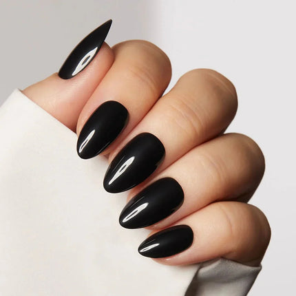 Nail Pop Studio - Black Almond Nails - Press on Nails | Long Lasting & Reusable