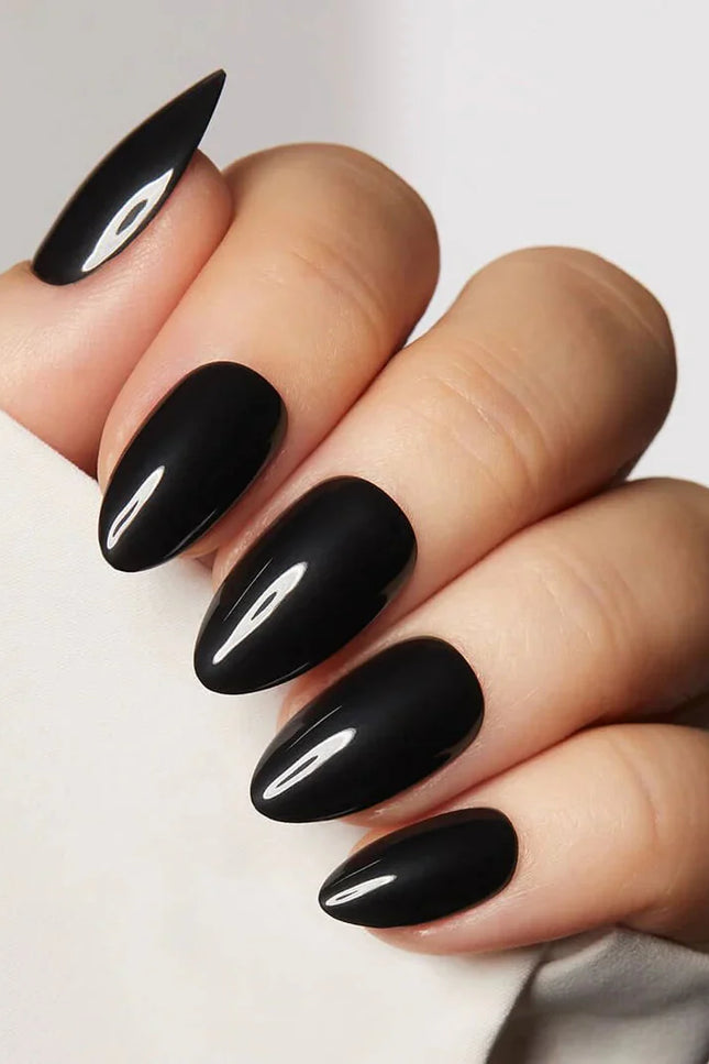 Nail Pop Studio - Black Almond Nails - Press on Nails | Long Lasting & Reusable
