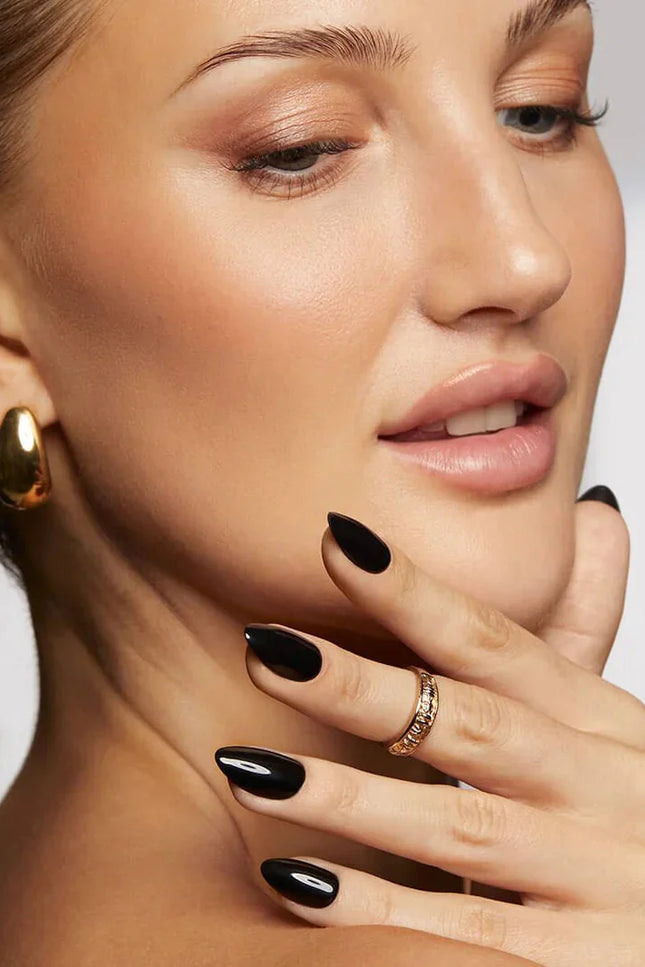 Nail Pop Studio - Black Almond Nails - Press on Nails | Long Lasting & Reusable