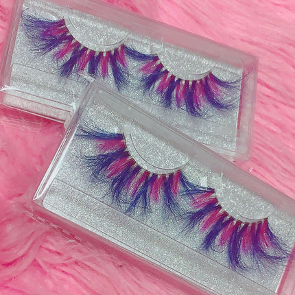 Inked Doll Cosmetics - *BLUEBERRY TWIST* (Blue/Fuschia/Purple) DreamDoll Color Lashes!
