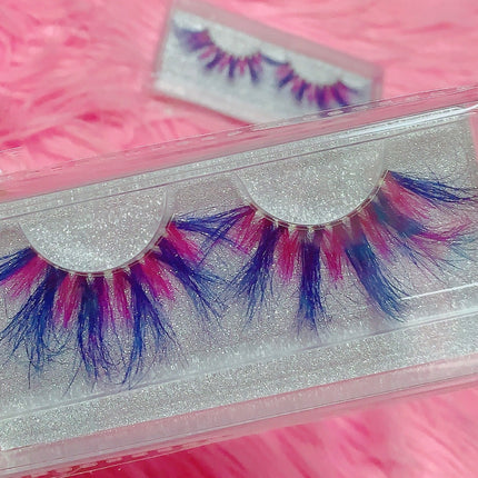 Inked Doll Cosmetics - *BLUEBERRY TWIST* (Blue/Fuschia/Purple) DreamDoll Color Lashes!