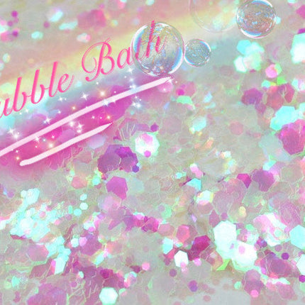 Inked Doll Cosmetics - BUBBLEBATH (White/Pink) Iridescent Chunky Glamdoll Glitter