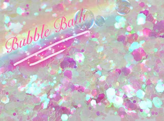 Inked Doll Cosmetics - BUBBLEBATH (White/Pink) Iridescent Chunky Glamdoll Glitter