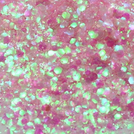 Inked Doll Cosmetics - BUBBLEBATH (White/Pink) Iridescent Chunky Glamdoll Glitter