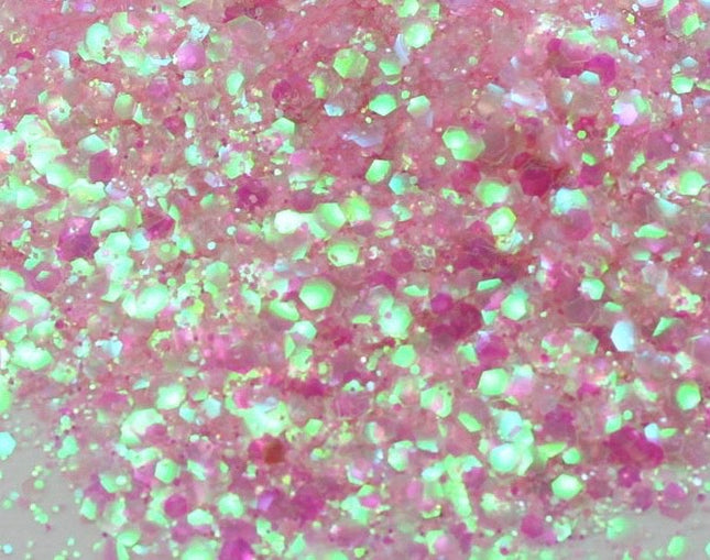 Inked Doll Cosmetics - BUBBLEBATH (White/Pink) Iridescent Chunky Glamdoll Glitter