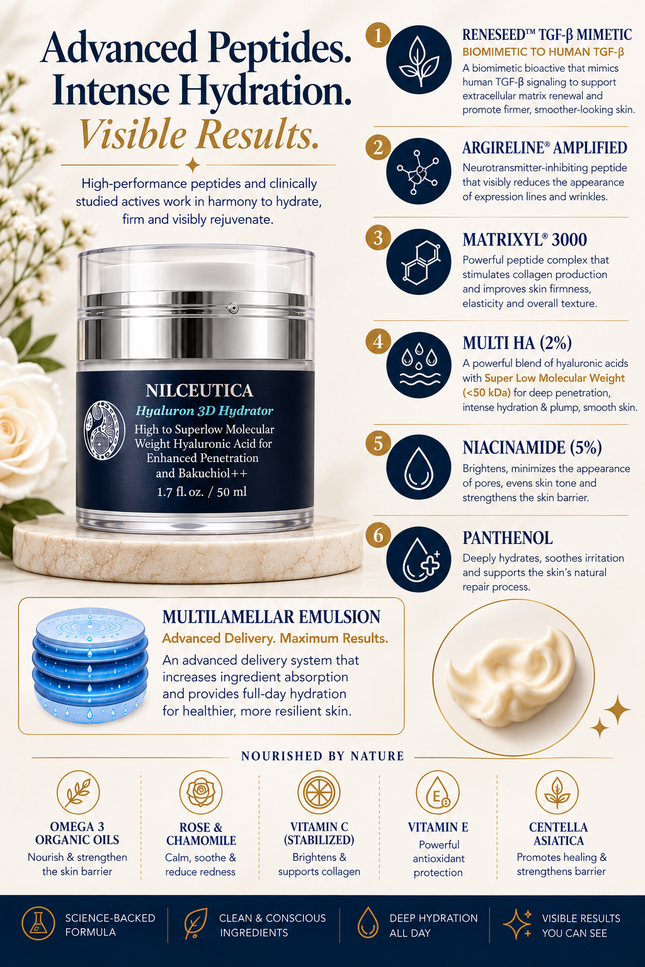 NILCEUTICA - Hyaluron 3D Hydrator Multi Lamellar Emulsion The Advanced Response Face and Neck Cream-Serum