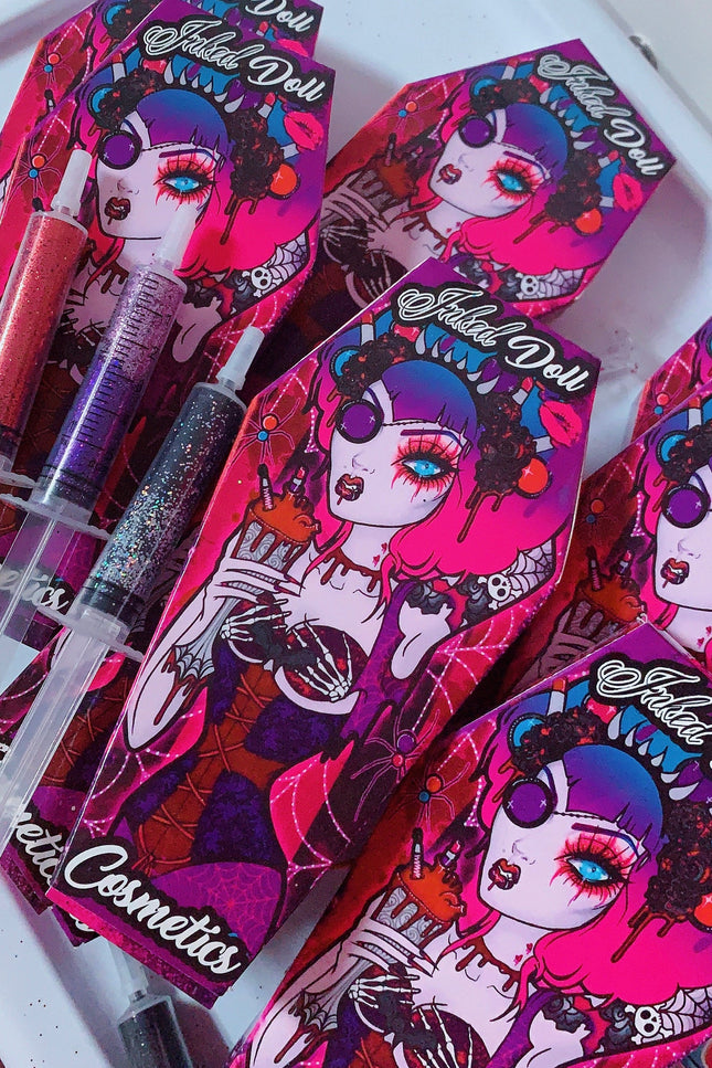 Inked Doll Cosmetics - *GLITTER SYRINGES* + FATAL VOWS LASH* DUO "Coffin Collections" GlamDoll Glitter