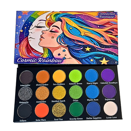 Connected Boutique - Cosmic Rainbow 18‑Shade Eyeshadow Palette – Celestial Hues & Glitter