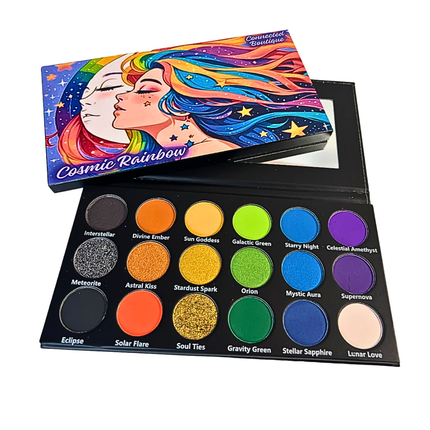 Connected Boutique - Cosmic Rainbow 18‑Shade Eyeshadow Palette – Celestial Hues & Glitter