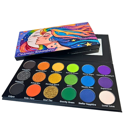 Connected Boutique - Cosmic Rainbow 18‑Shade Eyeshadow Palette – Celestial Hues & Glitter