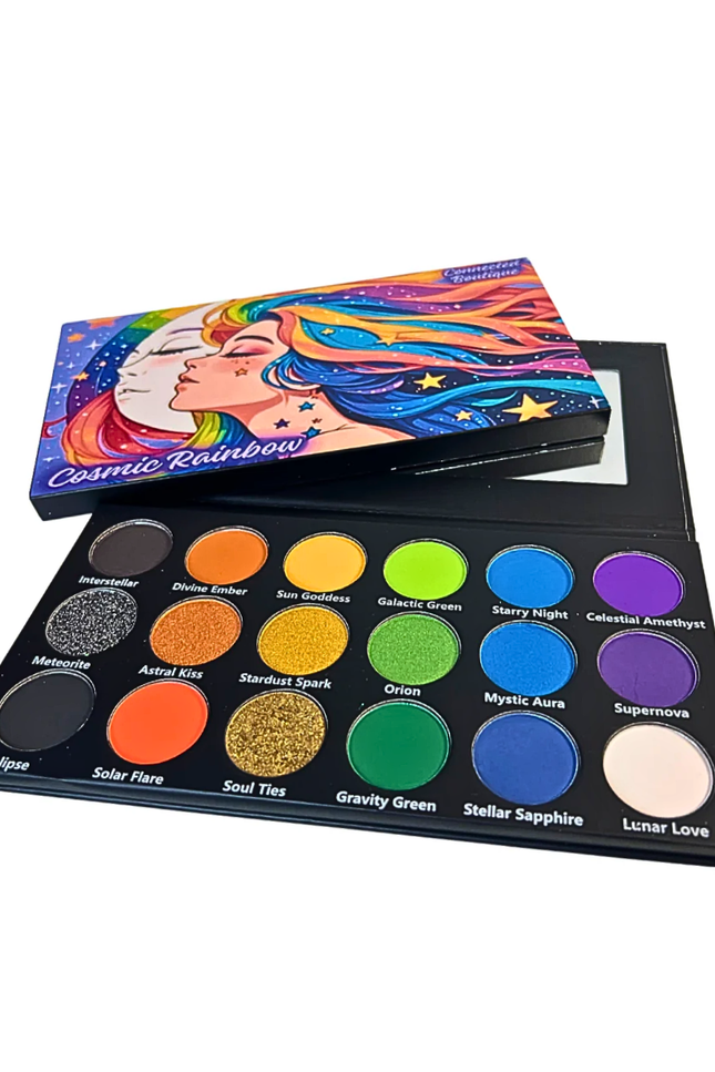 Connected Boutique - Cosmic Rainbow 18‑Shade Eyeshadow Palette – Celestial Hues & Glitter