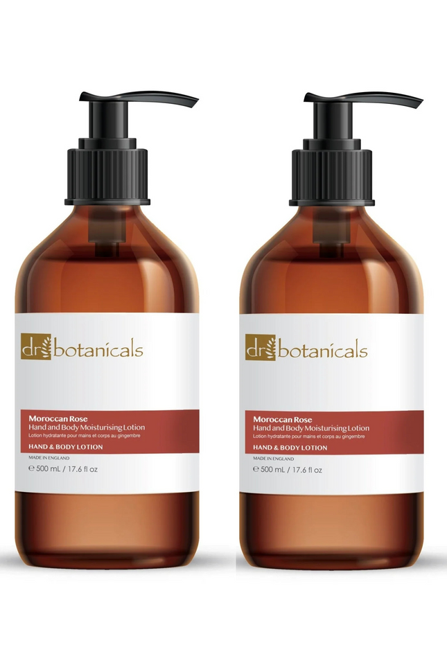 skinChemists US - Dr Botanicals Moroccan Rose Hand & Body Moisturising Lotion 500ml Twin Value Savings Pack