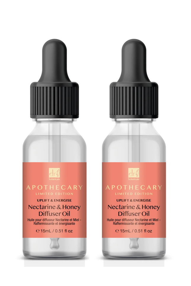 skinChemists US - Dr Botanicals Uplift & Energise Nectarine & Honey Diffuser Oil 15ml Twin Value Savings Pack