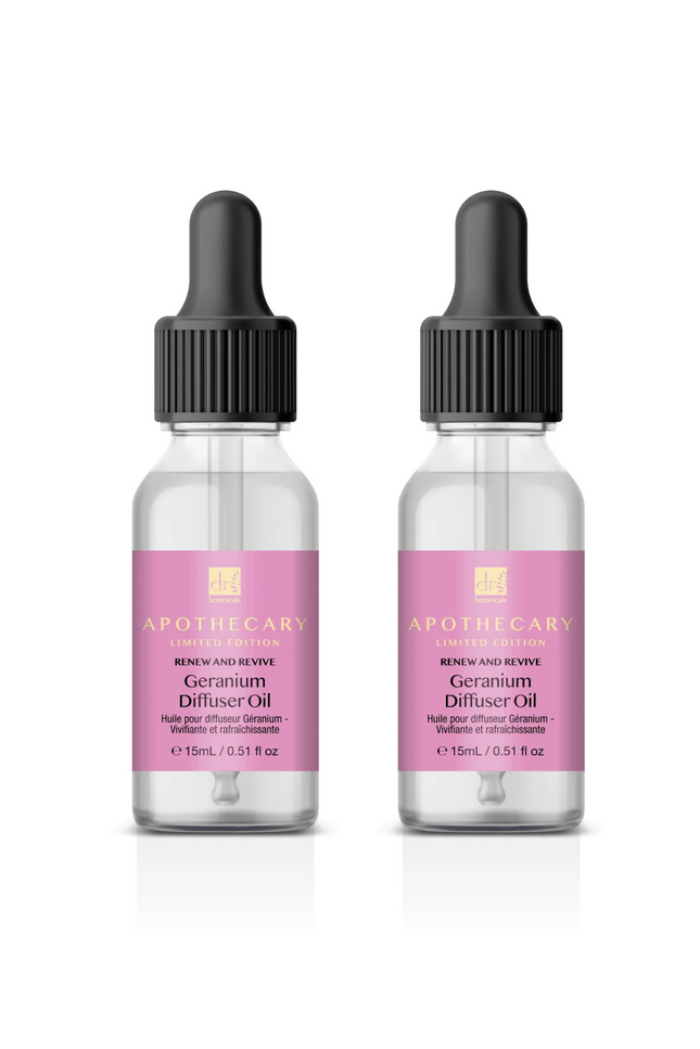 skinChemists US - Dr Botanicals Renew & Revive Geranium Diffuser Oil 15ml Twin Value Savings Pack