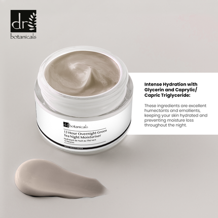 skinChemists US - 12-Hour Overnight Green Tea Night Moisturiser Seaweed Face Moisturiser Vitamin C Anti-Ageing Facial Serum