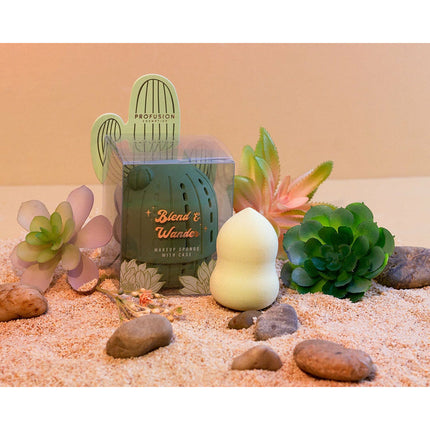 Profusion Cosmetics - Desert Sage | Blend & Wander Makeup Sponge with Cactus Case