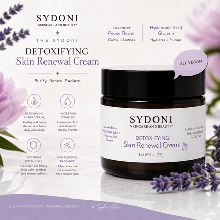 Sydoni - MOST LOVED! DETOXIFYING SKIN RENEWAL CREAM WITH LAVENDER AND PEONY FLOWER Net. Wt. 2oz. (57g)
