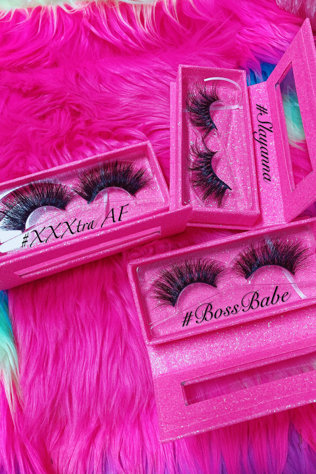 Inked Doll Cosmetics - #BOSSBABE 5D DreamDoll-LUXE Lash *PINK GLITTER* Glam Magnetic Case