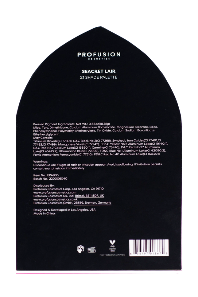Prolux Cosmetics - SEACRET LAIR EYESHADOW PALETTE