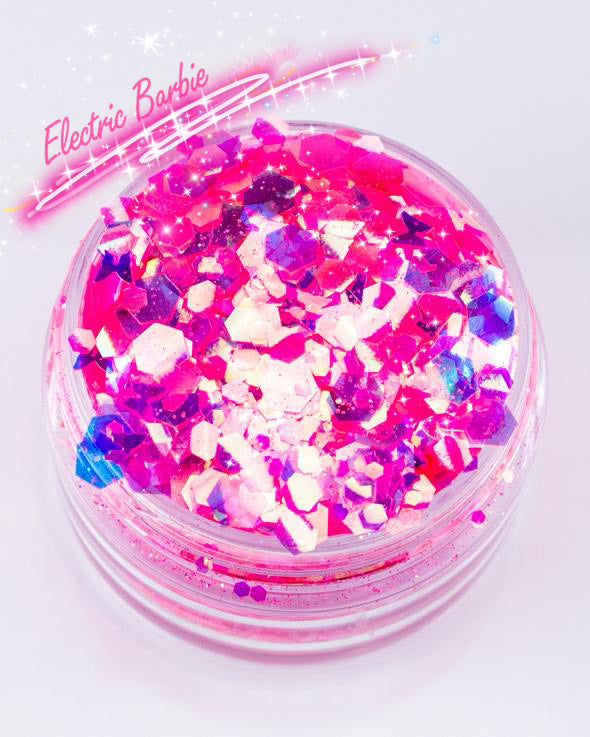 Inked Doll Cosmetics - ELECTRIC BARBIE *UV* Chunky Glamdoll Glitter Mix