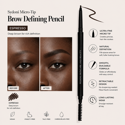 Sydoni - MOST LOVED! MICRO-TIP RETRACTABLE BROW PENCIL, WATERPROOF (6 Shades)