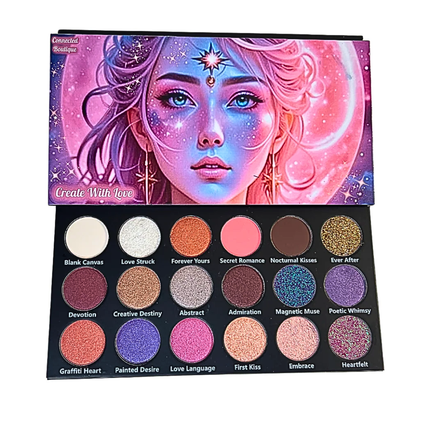 Connected Boutique - Create With Love 18‑Shade Eyeshadow Palette – Mattes, Shimmers & Glitters