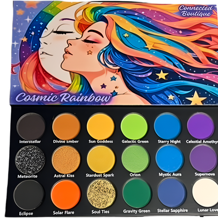 Connected Boutique - Cosmic Rainbow 18‑Shade Eyeshadow Palette – Celestial Hues & Glitter