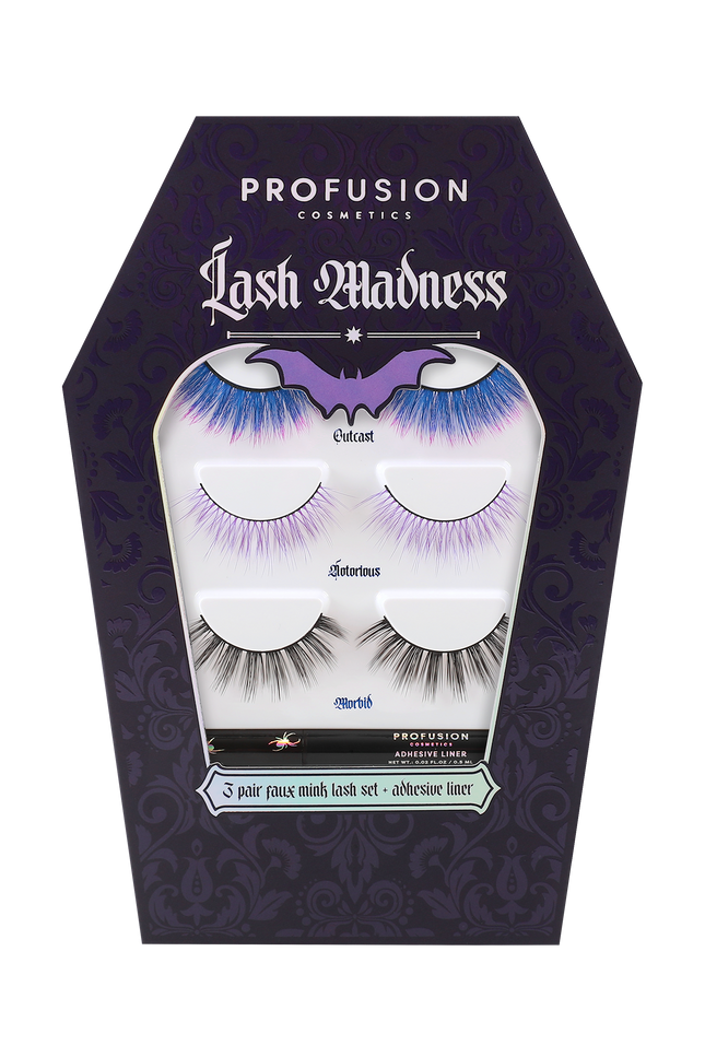 Profusion Cosmetics - Lash Madness-3 Pair Faux Mink Lash Set Adhesive