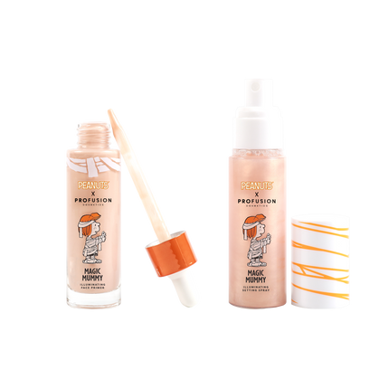 Profusion Cosmetics - Peanuts Halloween | Magic Mummy Illuminating Face Primer & Setting Spray Set