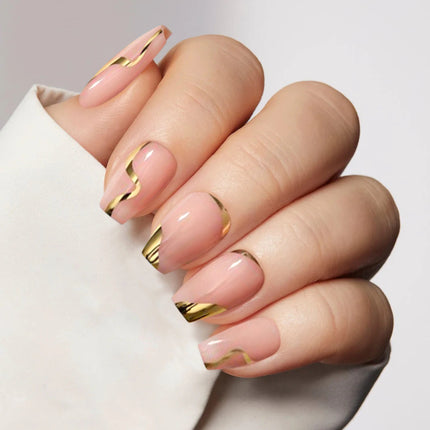 Nail Pop Studio - Golden Hour Square Nails - Press On Nails | Long Lasting & Reusable