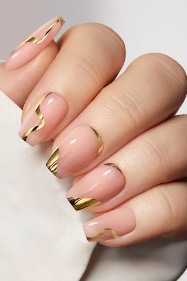 Nail Pop Studio - Golden Hour Square Nails - Press On Nails | Long Lasting & Reusable