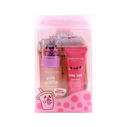 Profusion Cosmetics - Let's Get Some Boba Body Spritz, Hand Lotion, and Reusable Pouch Set