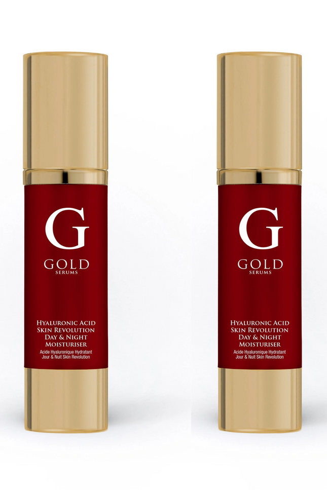 skinChemists US - Gold Serums Hyaluronic Acid Skin Revolution Day & Night Moisturiser 50ml Twin Value Savings Pack