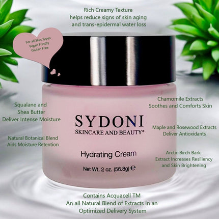 Sydoni - MOST LOVED! HYDRATING CREAM with BOTANICAL HUMECTANTS and SHEA BUTTER Net Wt. 2oz. (56.8g)