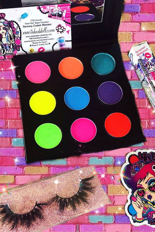 Inked Doll Cosmetics - ISSA MOOD!! 9 PC MINI *BLACKLIGHT* NEON PALETTE
