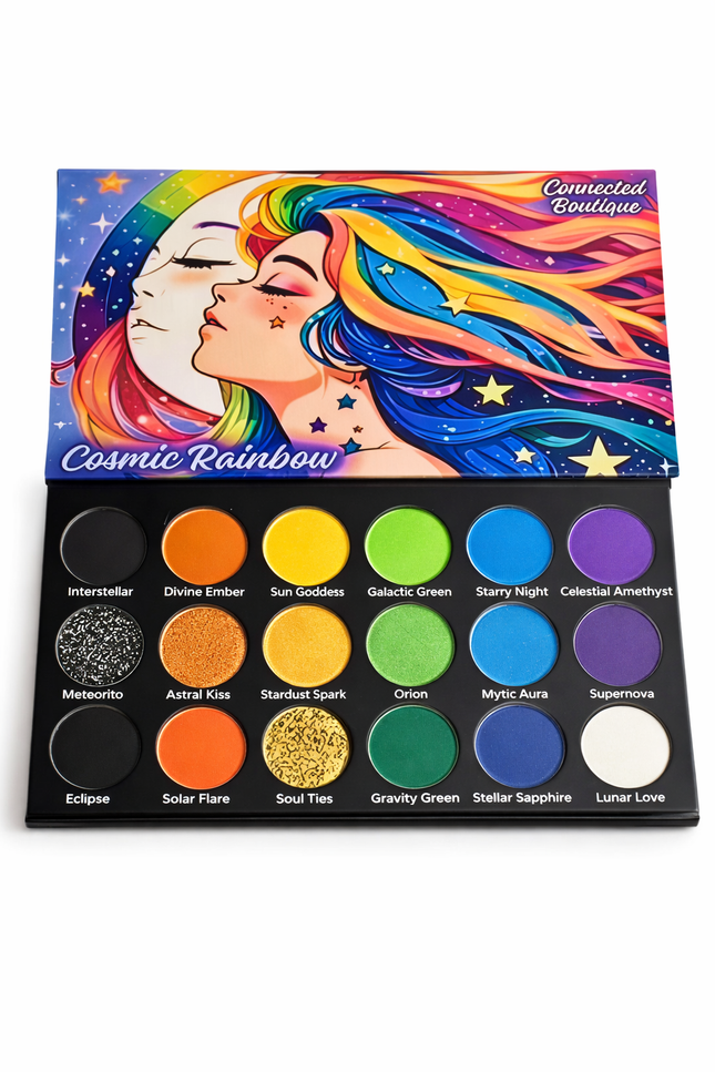 Connected Boutique - Cosmic Rainbow 18‑Shade Eyeshadow Palette – Celestial Hues & Glitter