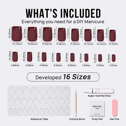 Nail Pop Studio - Plum Velvet Square Nails - Press On Nails | Long Lasting & Reusable