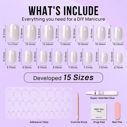 Nail Pop Studio - Classic Pearl White Short Square Nails - Press On Nails | Long Lasting & Reusable