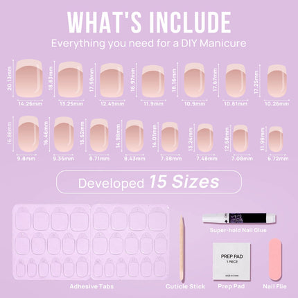 Nail Pop Studio - Classic French Square Nails - Press On Nails | Long Lasting & Reusable