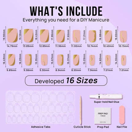Nail Pop Studio - Golden Hour Square Nails - Press On Nails | Long Lasting & Reusable