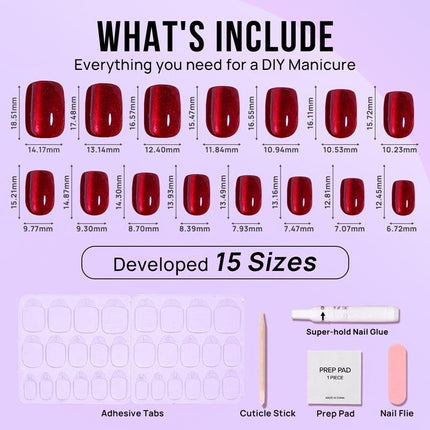 Nail Pop Studio - Hot Love Square Nails - Press On Nails | Long Lasting & Reusable