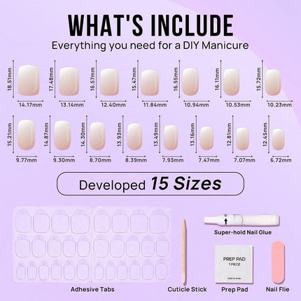 Nail Pop Studio - Vanilla Cream Square Nails - Press On Nails | Long Lasting & Reusable