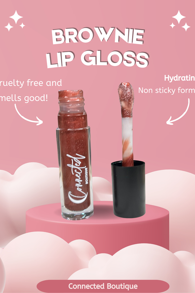 Connected Boutique - Brownie - Reddish Brown Lip Gloss – Warm Natural Finish