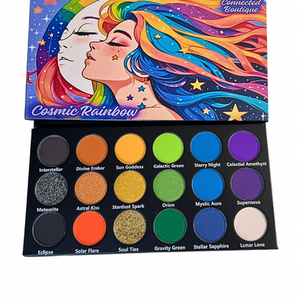 Connected Boutique - Cosmic Rainbow 18‑Shade Eyeshadow Palette – Celestial Hues & Glitter