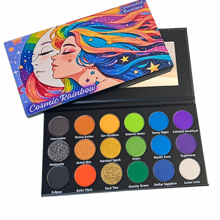 Connected Boutique - Cosmic Rainbow 18‑Shade Eyeshadow Palette – Celestial Hues & Glitter