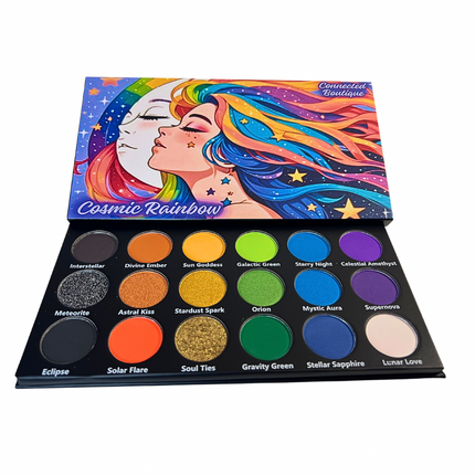 Connected Boutique - Cosmic Rainbow 18‑Shade Eyeshadow Palette – Celestial Hues & Glitter