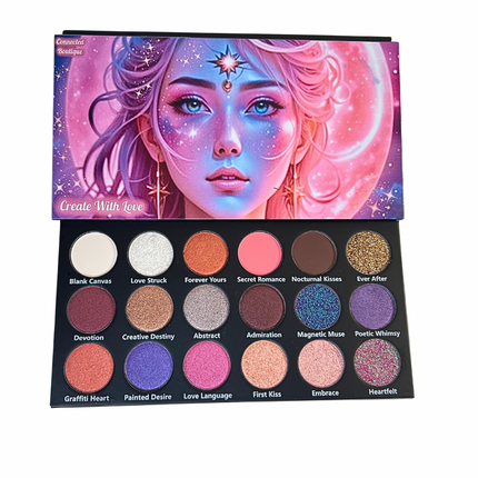 Connected Boutique - Create With Love 18‑Shade Eyeshadow Palette – Mattes, Shimmers & Glitters