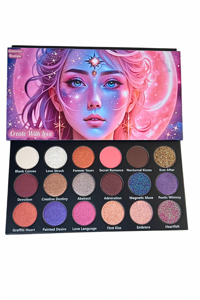 Connected Boutique - Create With Love 18‑Shade Eyeshadow Palette – Mattes, Shimmers & Glitters