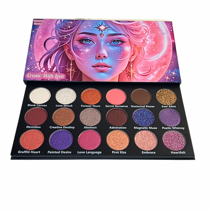 Connected Boutique - Create With Love 18‑Shade Eyeshadow Palette – Mattes, Shimmers & Glitters
